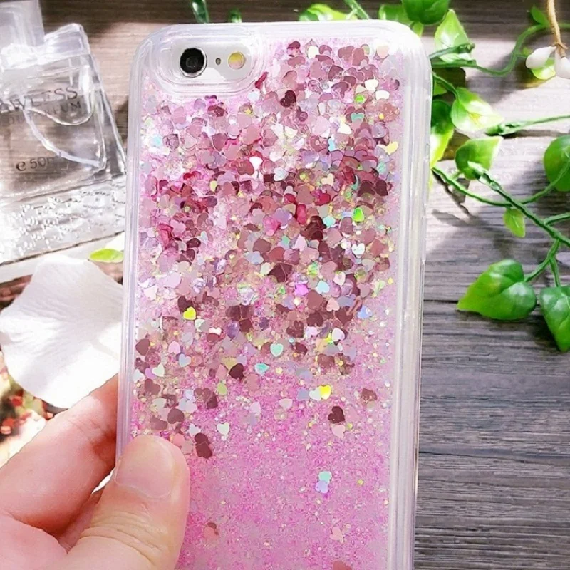 Для Iphone 5 SE 6 s Plus 7 плюс Прекрасный Блеск звезда Жидкость Сердце Ясно Мерцающий