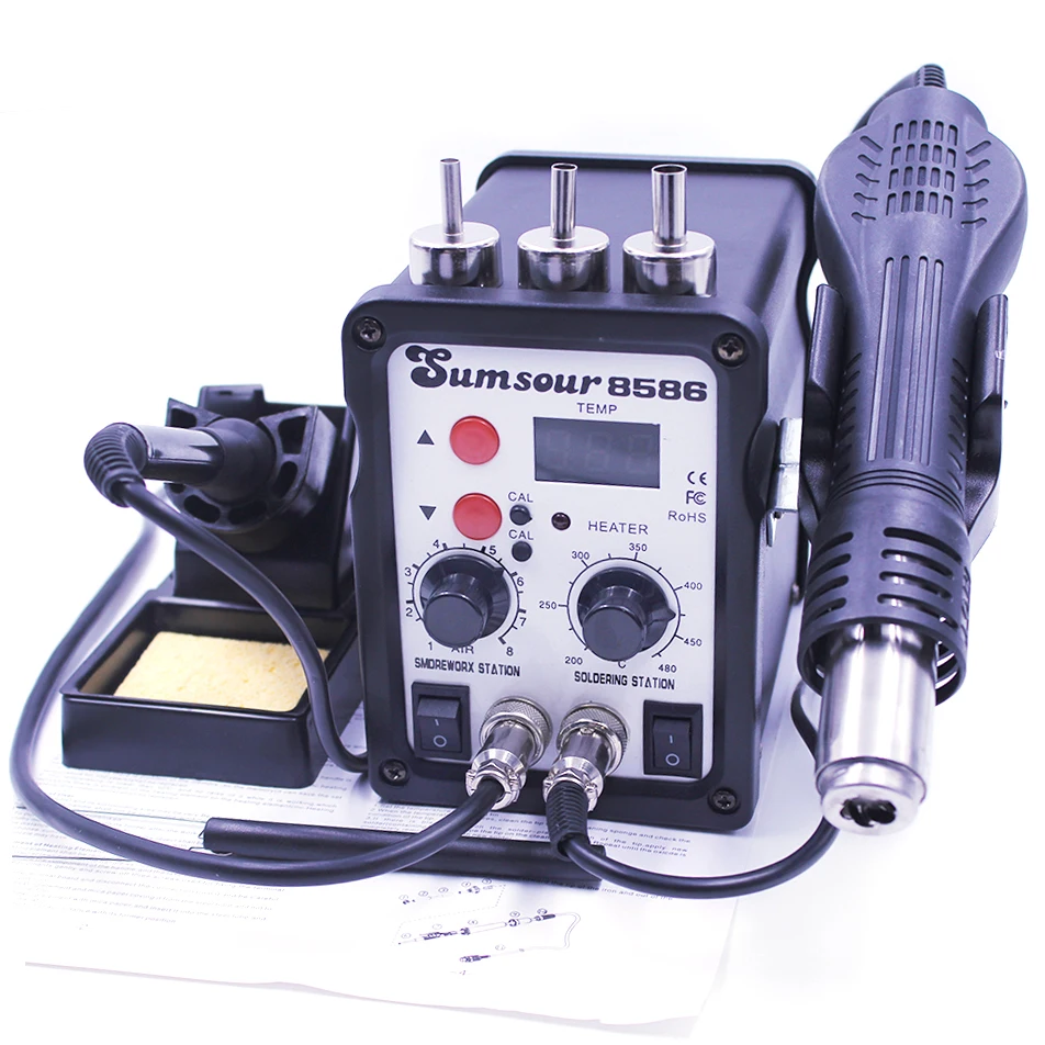

2 In 1 SMD Rework Soldering Station 8586 AC 110V / 220V 700W Hot Air Heat Gun Solder Iron For Welding Desoldering Repair Tools