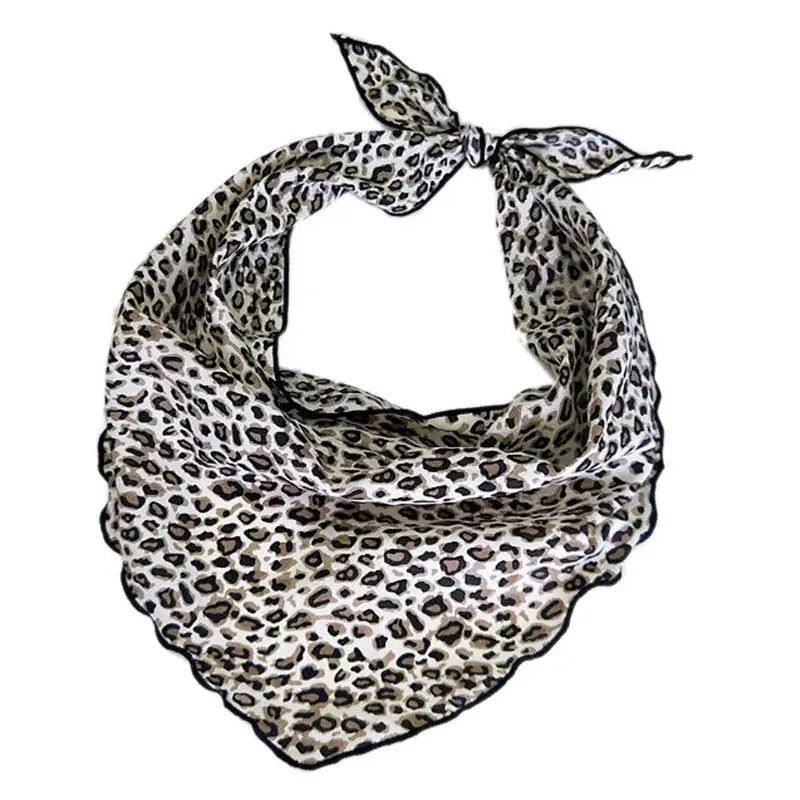 Womens Chiffon Leopard Printed Triangle Neck Scarf Bandana Kerchief Hair Tie New