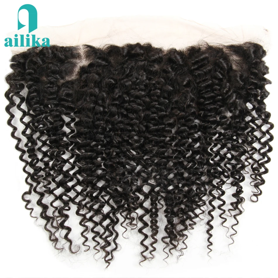 AILIKA Hair Brazilian Deep Wave 13*4 Ear to Ear Free Part Lace Frontal Closure 100% Non Remy Human Hair 8-20 Inch Natural Color