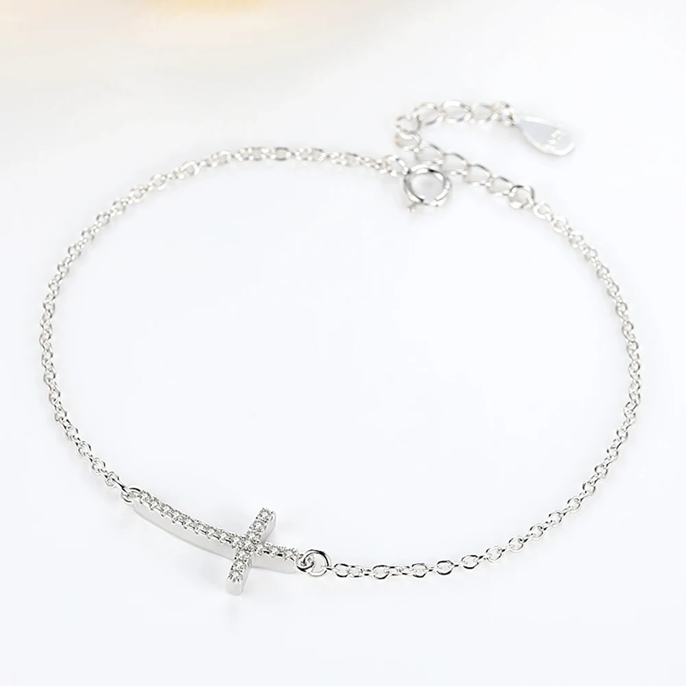 BELAWANG 925 пробы браслеты серебряные круглые Крест CZ Кристальные браслеты с цепочкой регулируемые браслеты для женщин подарок