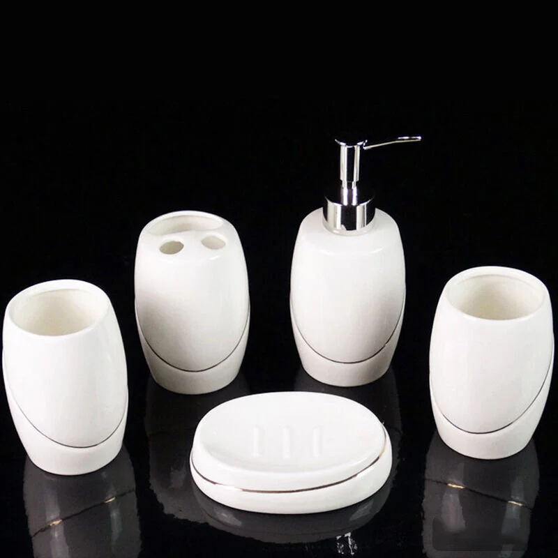 5 шт. набор туалетных принадлежностей для ванной комнаты держатель для ванной комнаты Аксессуары для зубных щеток керамическая чашка мыло лоток диспенсера органайзер для дома
