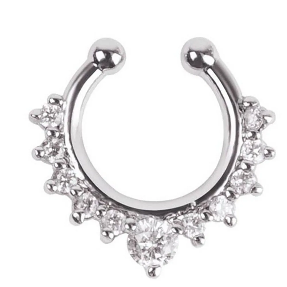 1PCs Fashion Crystal Nose Ring Non Piercing Hanger Clip On Jewelry High