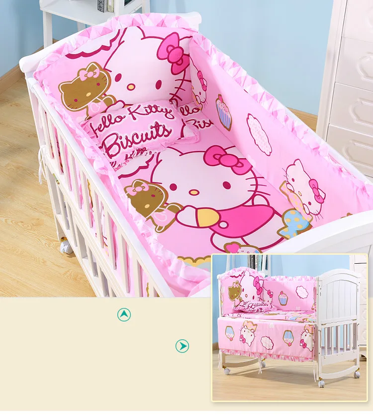 6 шт., хлопковая дышащая детская кроватка с принтом, бампер, защита от столкновений, для новорожденной кровати, окруженная безопасными рельсами, постельные принадлежности