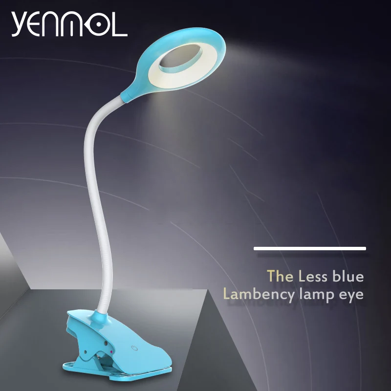 Yenmol LED Eye Protection Desk Lamps Adjustable Brightness USB Rechargeable Round Led Table Lamp