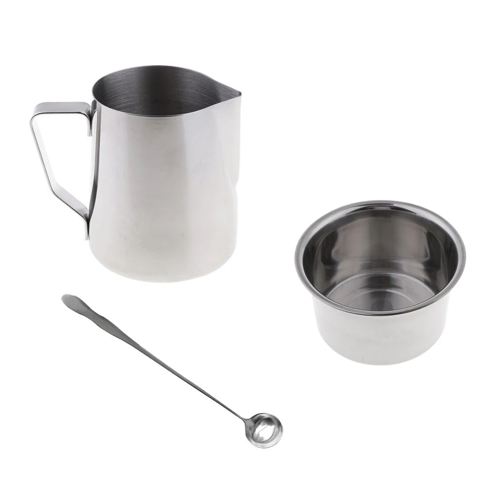 3pcs/set Stainless Steel Soap Candle Making Pitcher Wax Melting Pouring Pot  Double Boiler with Spoon DIY Craft Accessory 