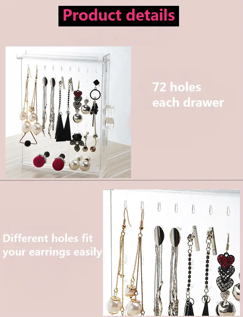 New Fasion PS Material Jewelry Display Holds Up Earrings Earring Holder And Jewelry Organizer Earring Showcase Stand Box