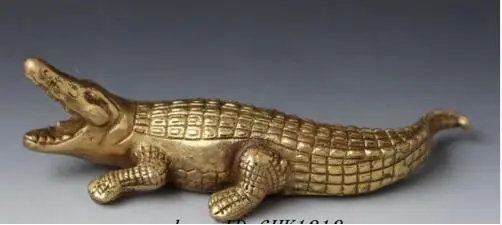 YM 305 china fengshui copper Brass Ferocity Crocodile Alligator fish Animal art statue | Дом и сад