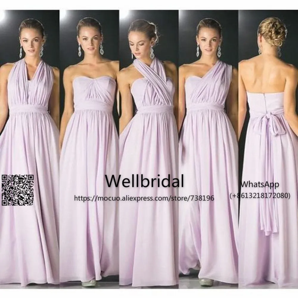 Lilac Bridesmaid Dress,Chiffon Long Bridesmaid Dress,Convertible Bridesmaid Dress 2