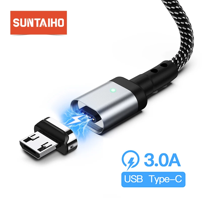 Магнитное зарядное устройство Suntaiho 3A Micro USB кабель для Xiaomi samsung huawei htc LG Быстрая зарядка магнит Microusb кабель для передачи данных провод