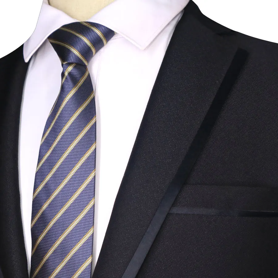 Заводские 7 см мужские галстуки из полиэстера, шелковые полосы, темно-/ярко-синие официальные Галстуки для жениха, Свадебные Галстуки для деловых мужчин, галстуки для шеи - Цвет: DS-10