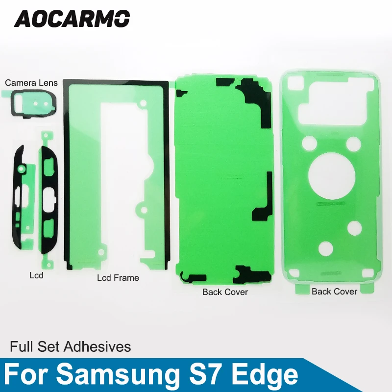 

Aocarmo LCD Screen + Back Cover + Battery+Camera Lens Sticker Full Set Adhesive Tape For Samsung Galaxy S7 Edge GM-G935