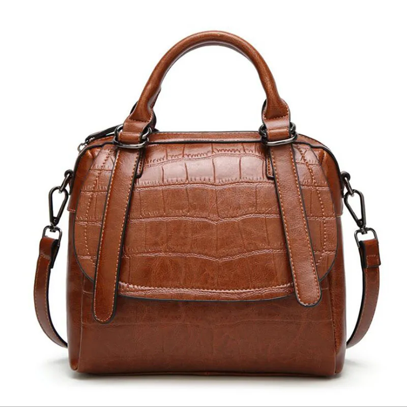 

Women's Handle Bag 2018 New Hot Europe and America Brand Crocodile Leather Fashion Shoulder Bag Simple Ladies Shell Crossbody