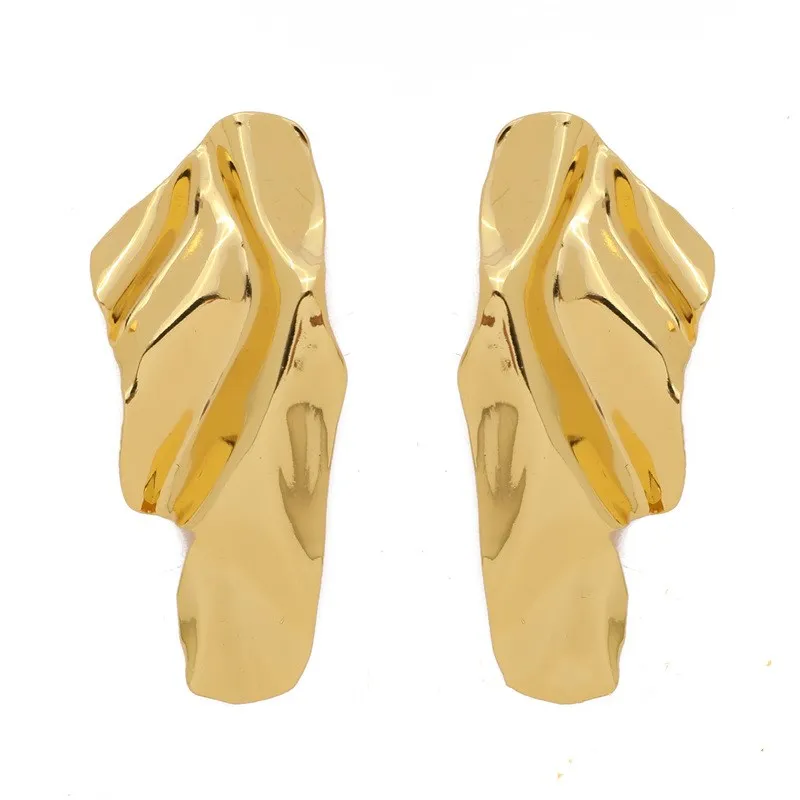 EK2172 модные брендовые Золотые Большие металлические серьги-капли с геометрическим орнаментом для женщин ювелирные изделия Brincos женские серьги - Окраска металла: Gold
