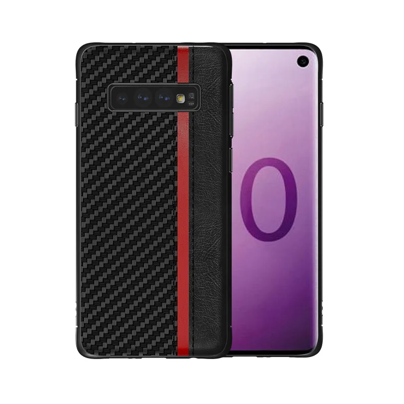 

LANGSIDI For Samsung S10 case mobile phone case s9+plus protective cover fashion leather stitching contrast color s8 holster