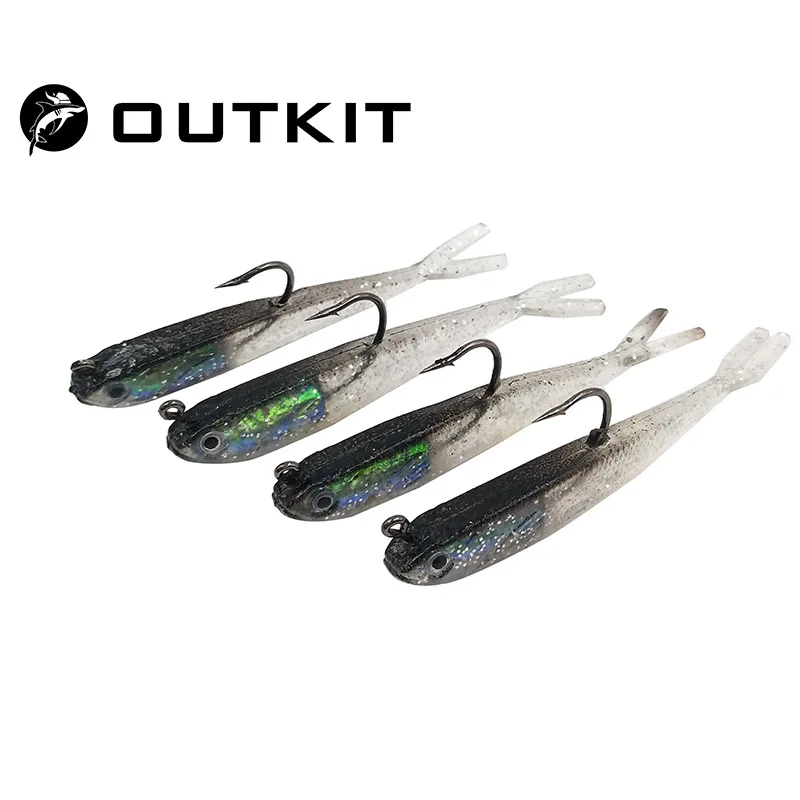 OUTKIT 4 шт./лот, 7 см, 6 г, Мягкая силиконовая приманка для рыбалки, свинцовая приманка, рыболовная снасть с острым крючком, зимние приманки Wesca