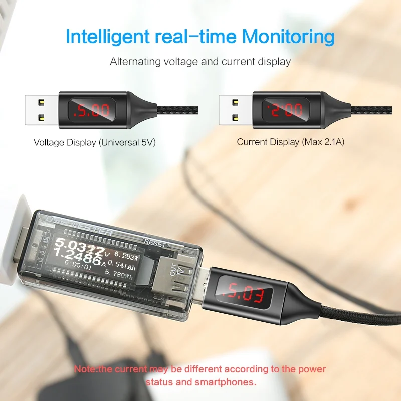 FLOVEME LED Digital USB Kabel für iPhone XR Micro USB Typ C Handy Kabel Lade Draht für Samsung Xiao