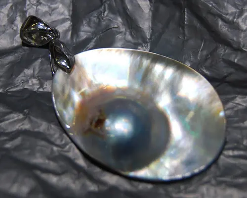Wholesale 20-30mm 925 Sterling Silver Natural Salt Water Mabe Pearl Pendent 4
