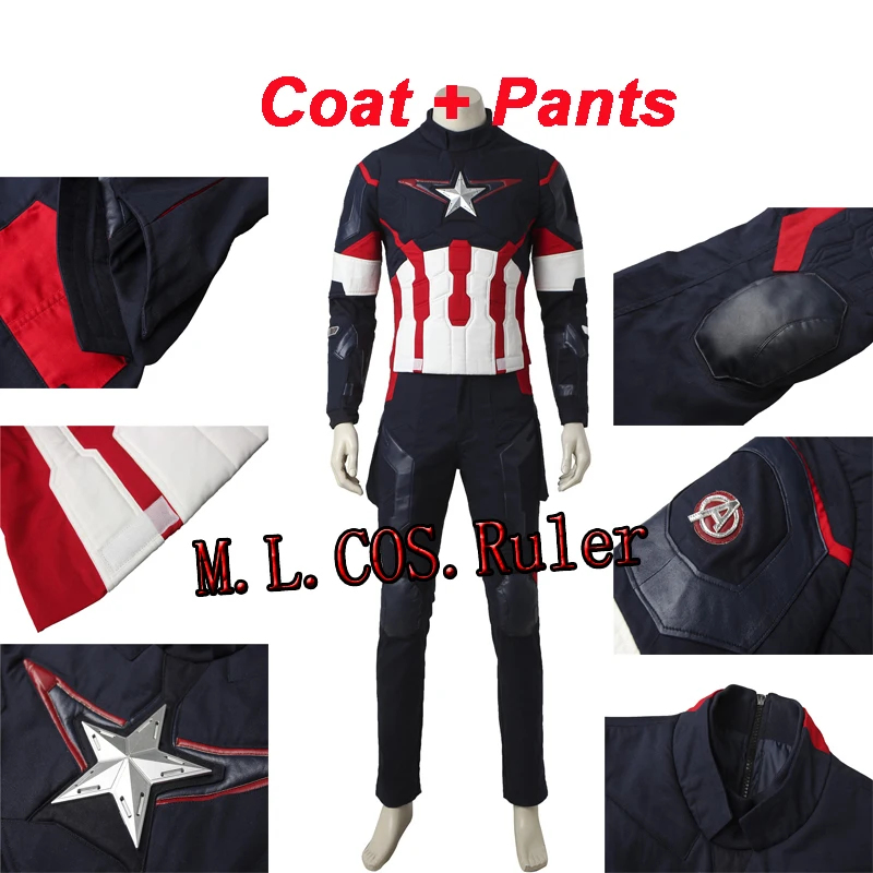 

The Avengers Age of Ultron Captain America Steve Rogers Cosplay Costume JUST Coat+Pants Halloween Clothes Free Shipping