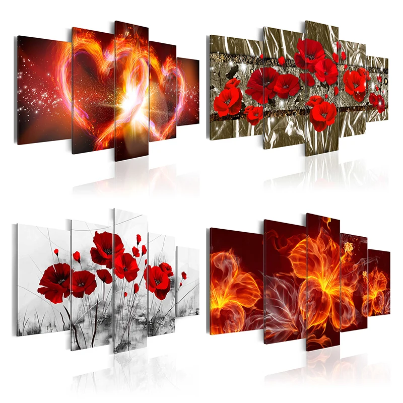 Framed-Wall-Art-Home-Decor-HD-Print-Canvas-5-Panel-Modular-Color-Abstract-Pictures-for-Living
