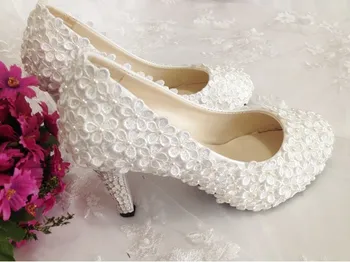

Gorgeous Fashion Lace Women high heels bridal shoes Wedding shoes Bridesmaid Shoes Woman Banquet Single Shoes free shipping