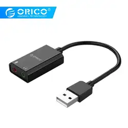 ORICO USB внешняя звуковая карта с гарнитурой порт + 1 микрофон порт Джек 3,5 мм адаптер Отключение звука переключатель регулировки громкости