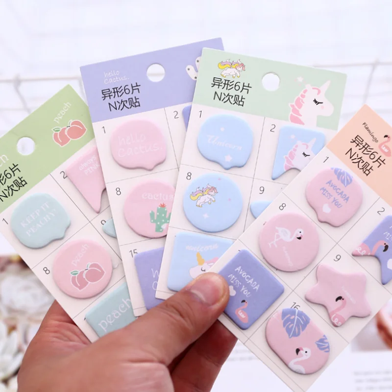 

1 Pcs Sweet Animal Unicorn Flamingo Plant Memo Pads N Times Sticky Notes Escolar Papelaria School Supply Stationery Gifts