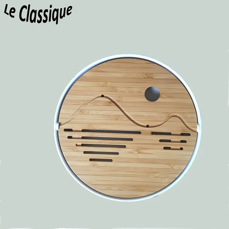 

Round Tea Tray Made of Bamboo+ABS ,2 sizes available in white color