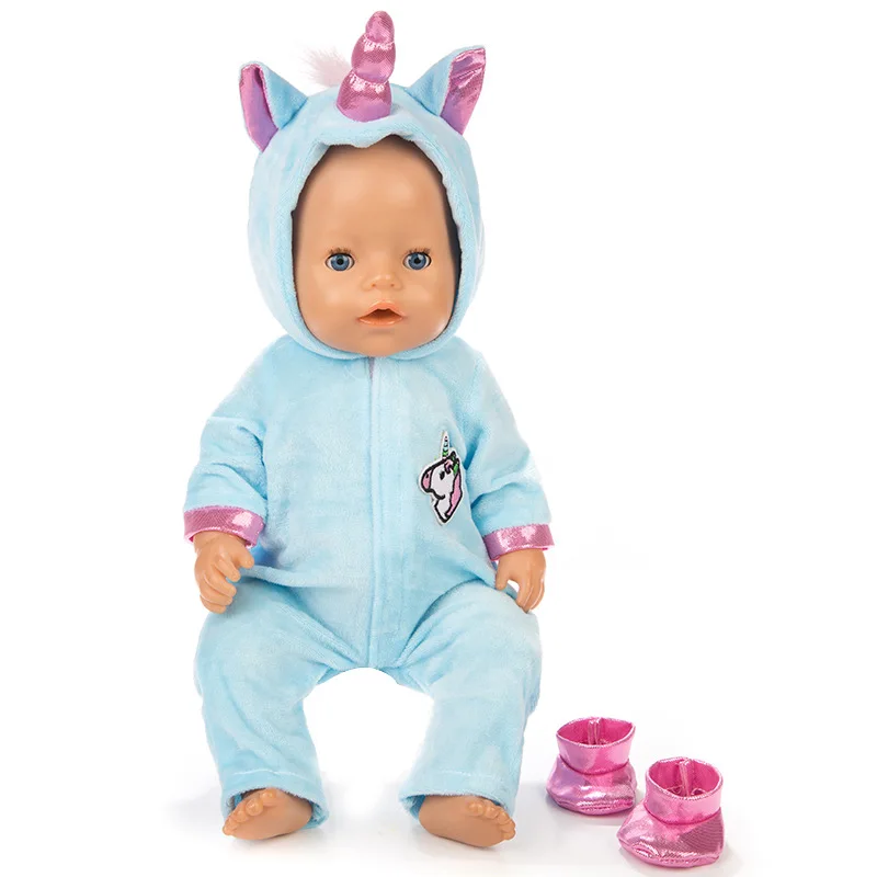 

New 2pcs/set Suit+Shoes Dolls Outfit For 43cm Baby Doll Clothes and Accessories Cute Jumpers Rompers 17 Inch Doll Clothes