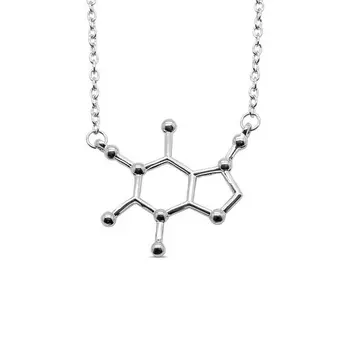 

Serotonin Caffeine Molecule Necklace Chemistry Science Structure Element Coffee Tea Molecular Pendant Chain Necklaces