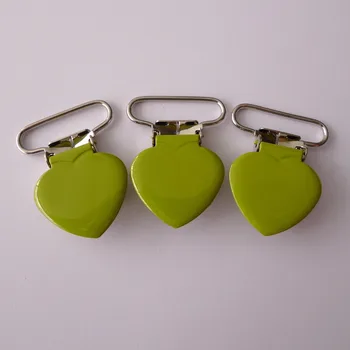 

25pcs 1'' 25mm #MD22 Lime Enamel Heart Suspender Clips