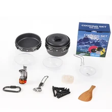1-2 persons Outdoor Camping Hiking tableware Backpacking outdoor cookware picnic set travel Cooking Picnic Bowl Pot Pan Kits vilead outdoor tableware pot camping 2 3 people picnic pan tourism tableware outdoor camping hiking cooking set cookware pan