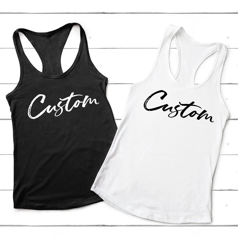 

Custom Personalized Tank Tops Women's Racerback Sleeveless Fitness Gym Workout Tank Shirt Gift For Her S-XL