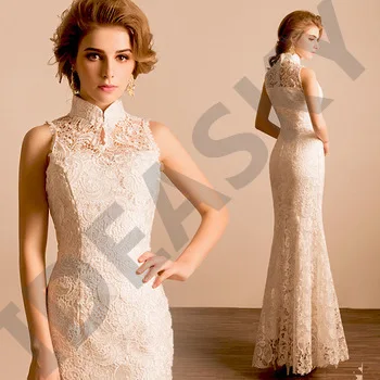 chinese traditional dress qipao white lace red long mermaid  for women modern high quality dresses plus size wedding cheongsam