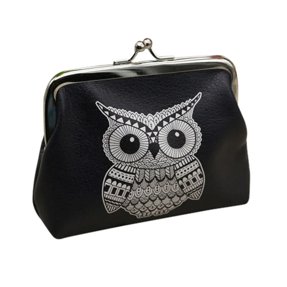 2019 Women&#39;s Leather Coin Purse Simple Vintage Owl Pattern Small Wallet Card Case Coin Purse ...