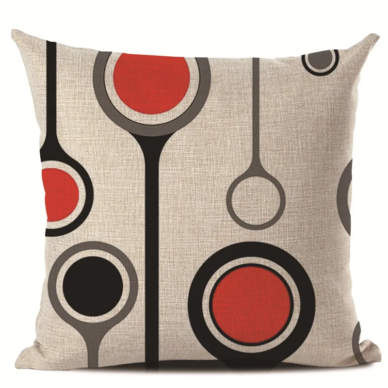 Circle Printed Musical Elements Cushion Cover 45x45cm Linen Geometric Throw Pillow Covers Lines Pillowcase Cushions Home Decor