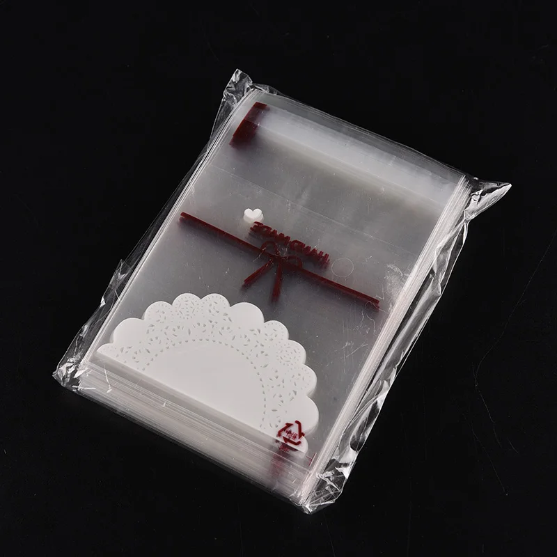 100 шт милые прозрачные конфеты печенья сумки Свадьба День Рождения Вечеринка Ремесло самоклеющиеся пластиковые упаковочный пакет для печенья