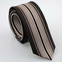 YIBEI Coachella Узкие галстуки черные и коричневые и серебряные вертикальные полосы Галстуки узкая черная окаймленная краватта модный тонкий шейный галстук