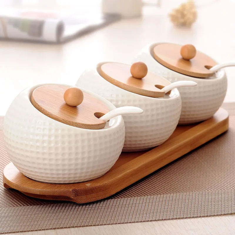 Brief spice jar set kitchen ceramic spice jar sauce pot condiment