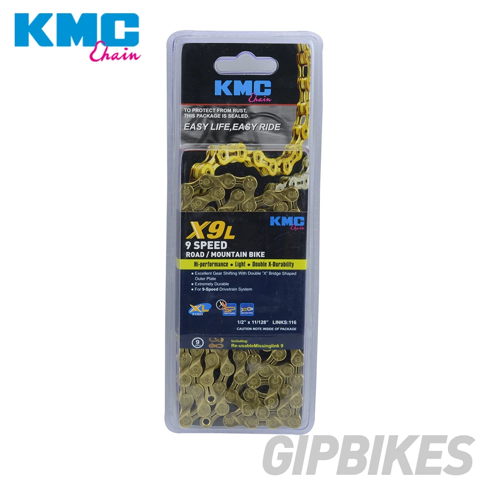 Цепь KMC X8 X9 X10 X10 EPT X9L X10L X11LBike 9S 10S 11S Gold для MTB/шоссейного велосипеда fo Shimano/SRAM 8 9 10 11 speed 116L/цепной велосипед