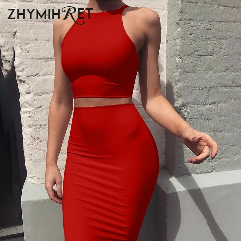 ZHYMIHRET 2020 г. сексуальный летний комплект из двух предметов укороченный топ
