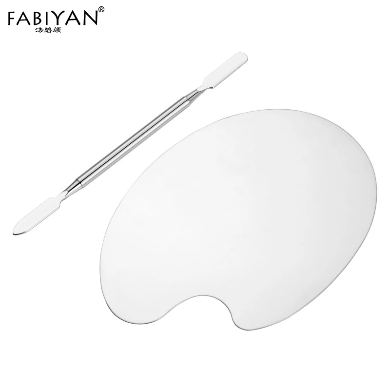 

Stainless Steel Nail Art Palette Spatula Polish Painting Foundation Cream Mixing Rod Tool Eye Shadow Makeup Plate Oval Set