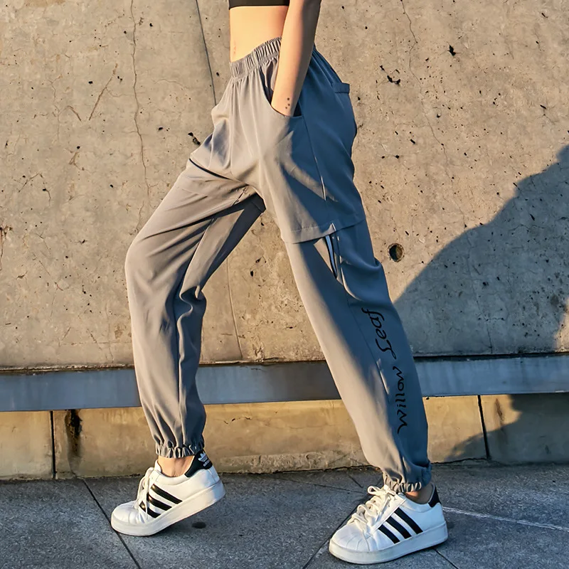 

Tuofan letters loose Sports Pants Women Female dance training trousers Workout Fitness Running pants outdoor Leisure pants