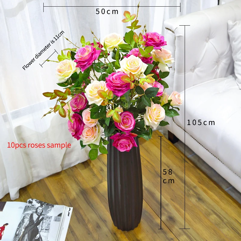 Vaso flores artificiais flores haste longa flores rosa plástico falso flores  de seda decoração de casamento para casa presente dos namorados|real touch  rose flowers|roses artificial flowersartificial flowers - AliExpress