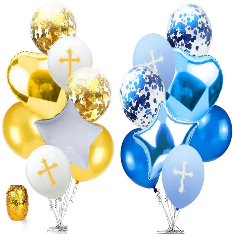 Счастливые пасхальные шары Крест Золотой алюминиевый шар Пасха крещение вечерние воздушные шары для художественного оформления гелиевые Бог благословит крест шары S8XN