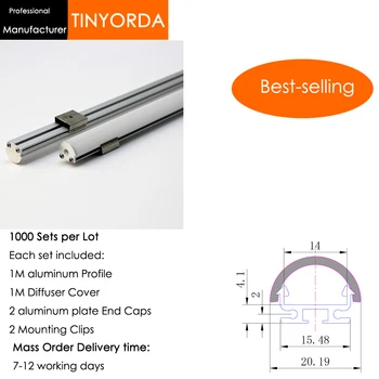 

Tinyorda 1000Pcs (1M Length) Led Alu Profile Led Channel Profil for 14mm LED Strip Light 1M LED Profile Alu Profile channel
