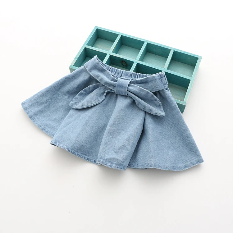 

New Arrival Summer Baby Girls Fashion Denim Skirts Girls Skirt With Big Bowknot Kids Summer All-match Denim Skirts