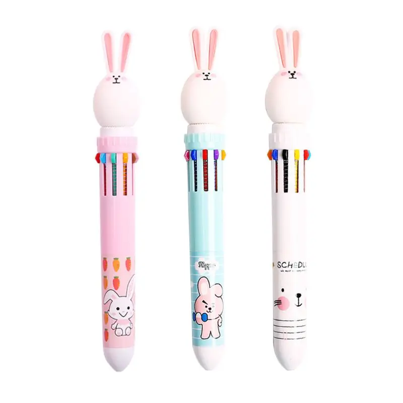 

10 Color 0.5mm Cute Cartoon Rabbit Ballpoint Pen Press School Office Supplies Accessories Stationery Kids Gift