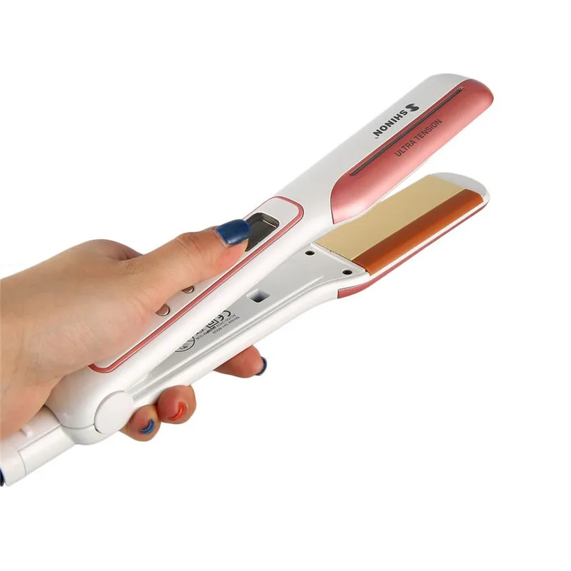 

2 in 1 Dual Purpose LCD Hair Straightener & Curler with Power Indicator Light Adjustable Temperature Multifunctional Perm