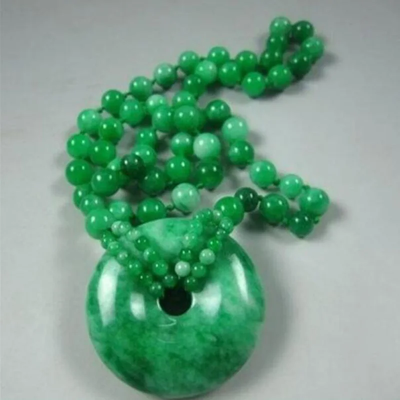 Fashion Natural Han Jade Green Round Bead Pendant Necklace Lucky Amulet Women Party Jewelry | Украшения и аксессуары